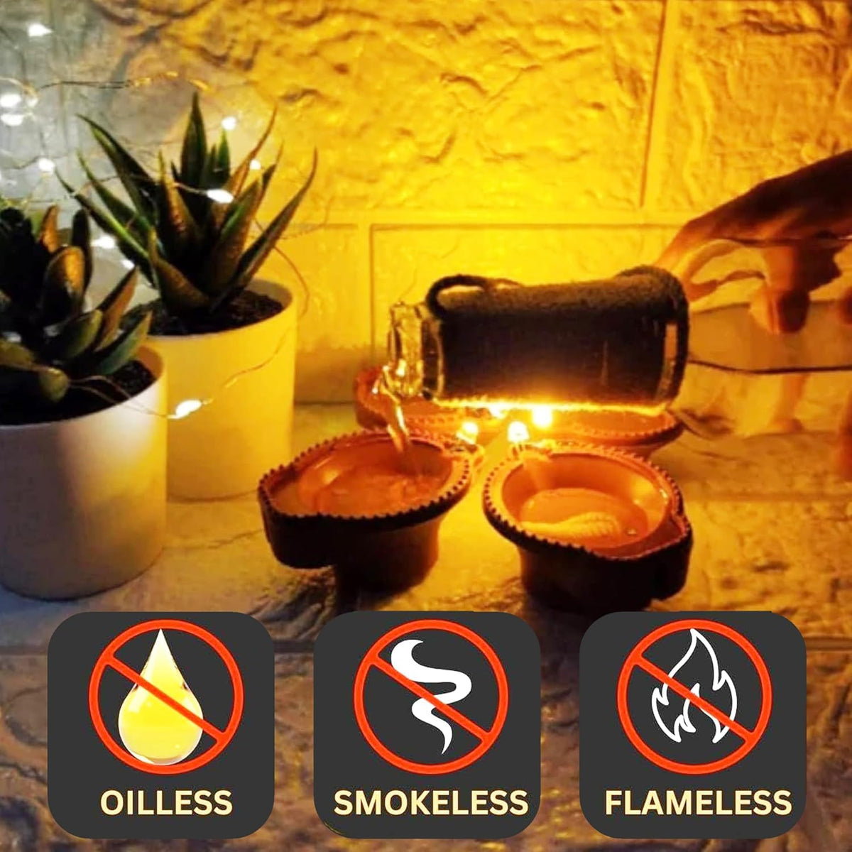 Water Sensor Diya Set (Pack Of 6)